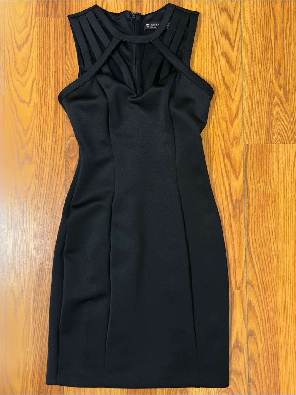 Guess Black Sleeveless Mini Dress with Mesh Yoke